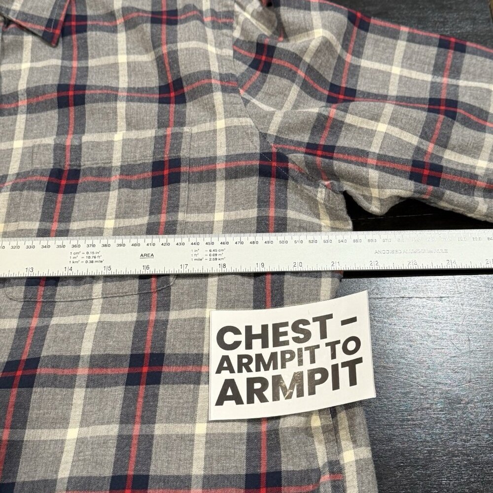 Banana Republic Lightweight Gray Blue Plaid Flannel Shirt Mens Medium - Picture 6 of 7